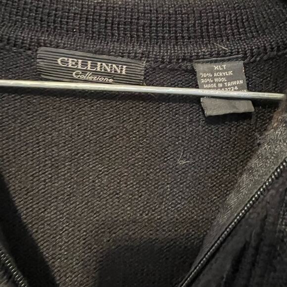 Vintage 90s Men’s Size XLT Cellinni Quarter Zip Wool Blend Blue Sweater - Picture 3 of 3